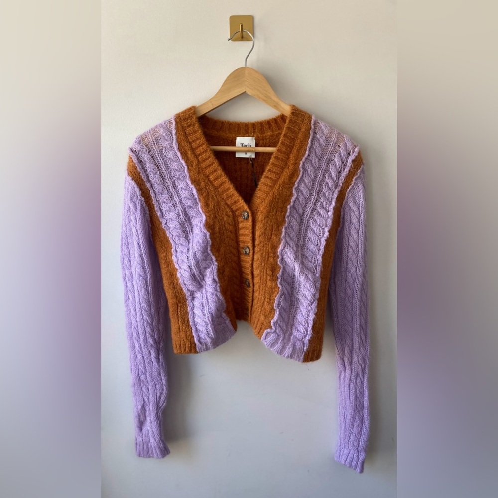 NWT Small Tach Purple‎ Orange Rosa Mohair Blend Cardigan